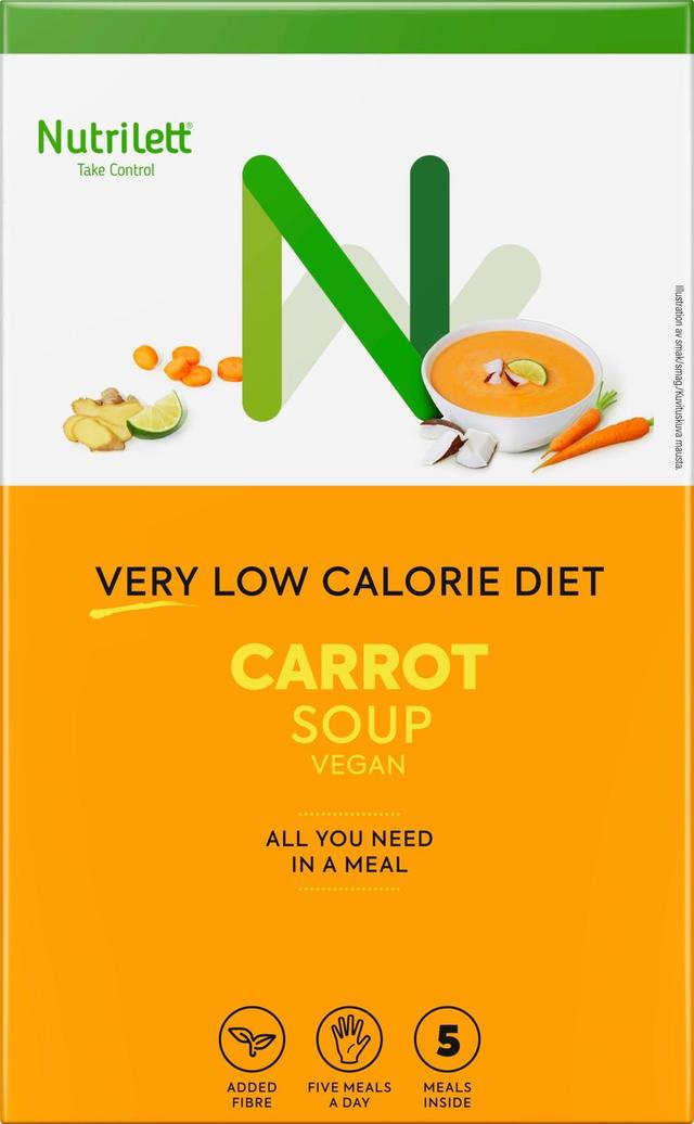 Nutrilett VLCD Vegan Carrot Soup kookosta ja inkivääriä sisältävä porkkanakeitto 5x35g