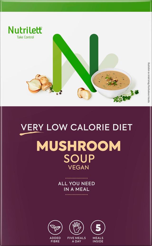 Nutrilett VLCD Vegan Mushroom Soup Painonhallintaan tarkoitettu erittäin niukkaenergianinen ruokavalionkorvike vegaaninen sienikeitto 5x35g