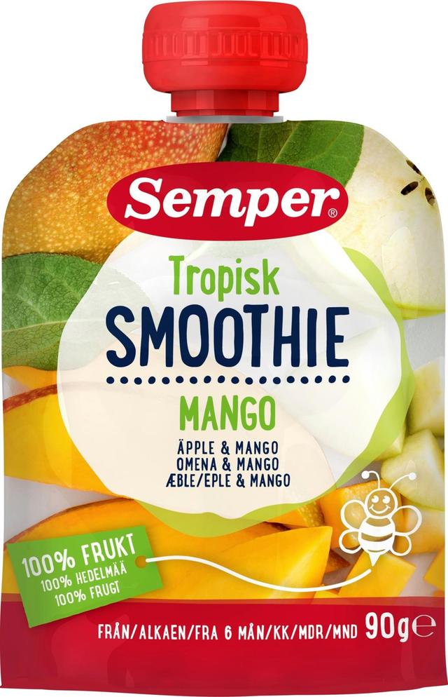 Semper Smoothie Tropisk Omena&Mango 6kk hedelmäsose 90g