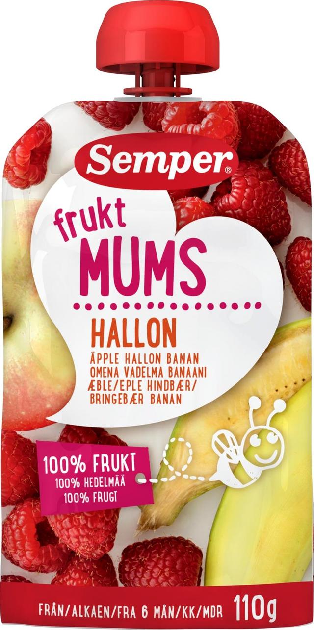 Semper Fruktmums Vadelma 6kk hedelmäsose 110g