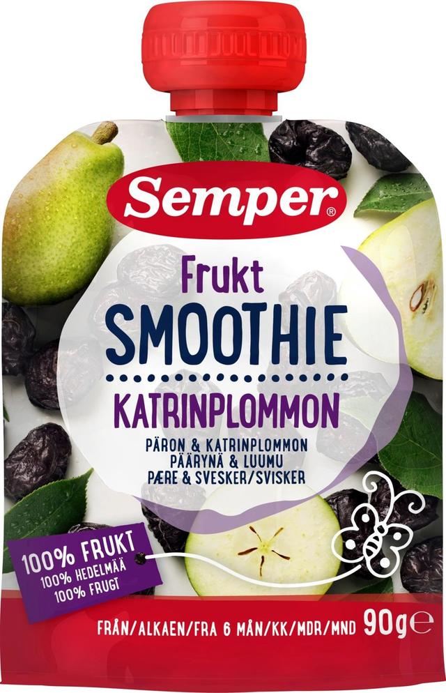 Semper Smoothie Päärynää&luumua 6kk hedelmäsose 90g