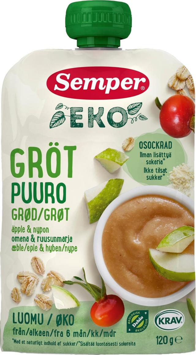 Semper EKO Puuro Omena & ruusunmarja 6 kk lastenpuuro 120g