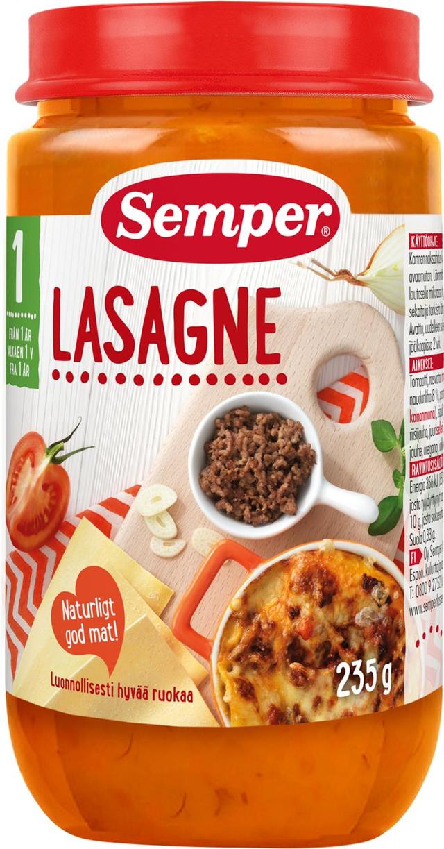 Semper Lasagne 1v lastenateria 235g