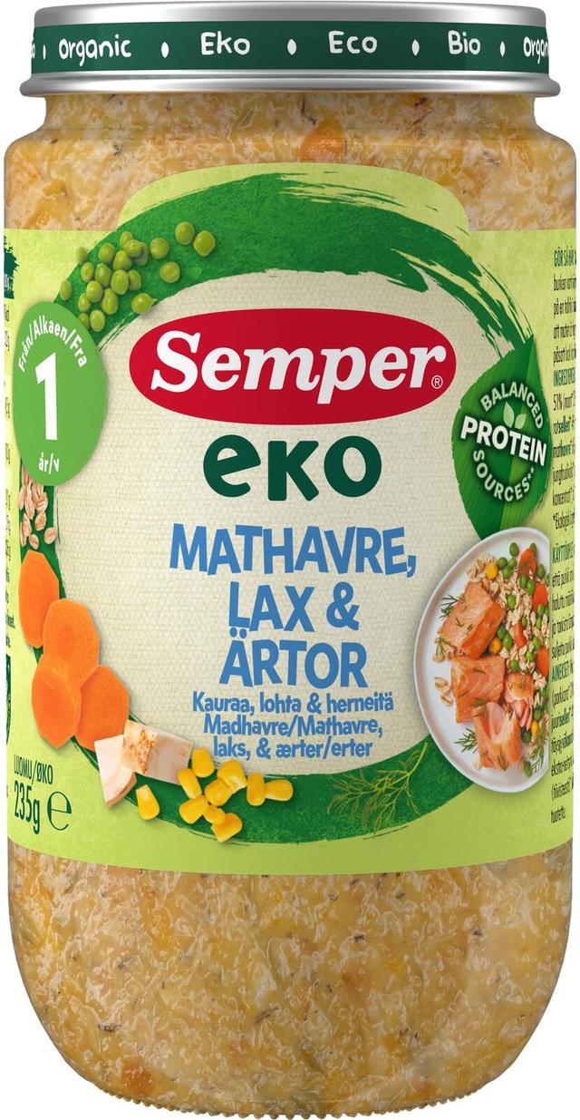 Semper EKO Kauraa, lohta & herneitä 1v luomu lastenateria 235g