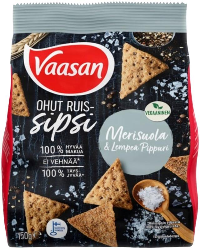 Vaasan Ruissipsi Merisuola & Lempeä pippuri 150g