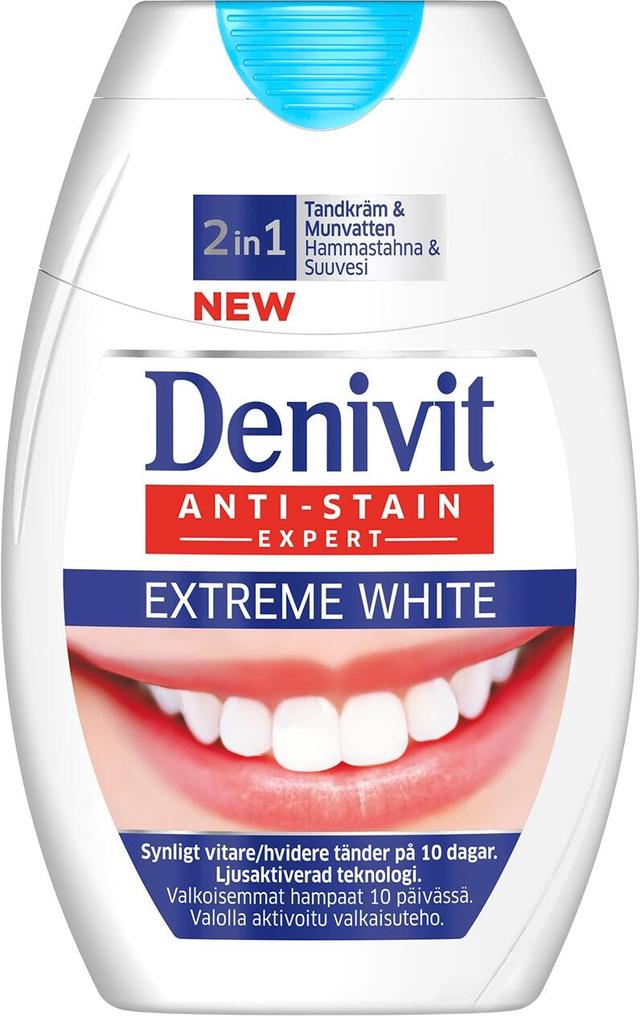 Denivit Extreme White 2 in 1 Hammastahna & Suuvesi 75ml