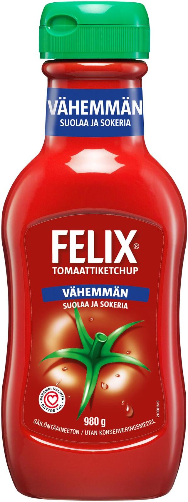 Felix vähemmän suolaa ja sokeria ketsuppi 980g