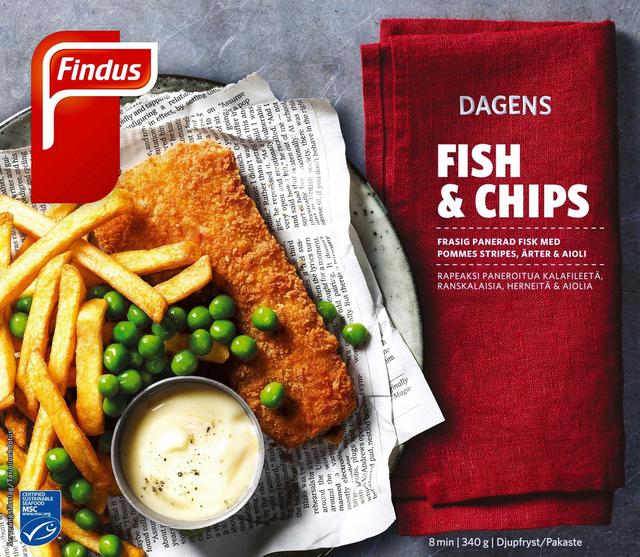Findus Dagens  Fish & Chips MSC 340g, pakaste