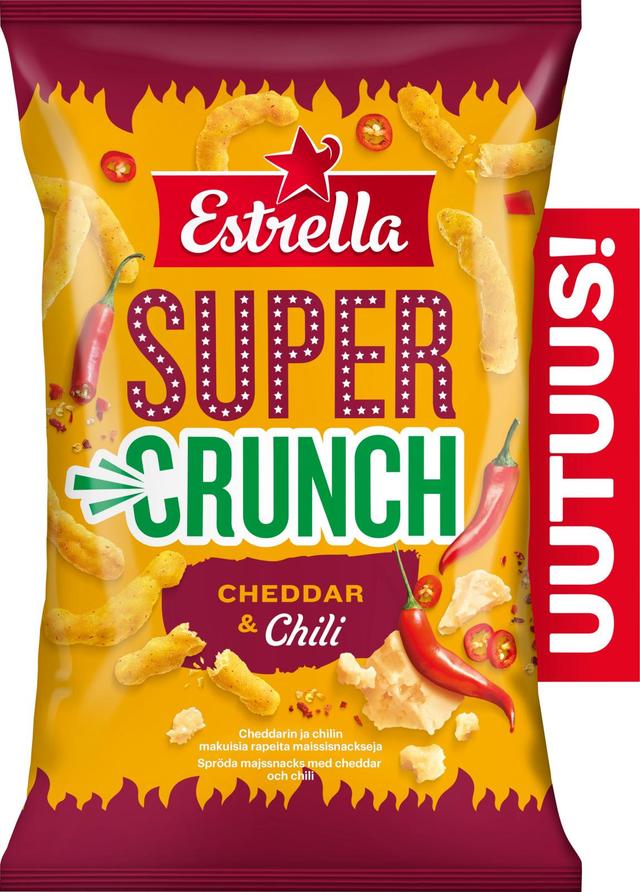 Estrella Super Crunch Cheddar & Chili juustonaksu 175g