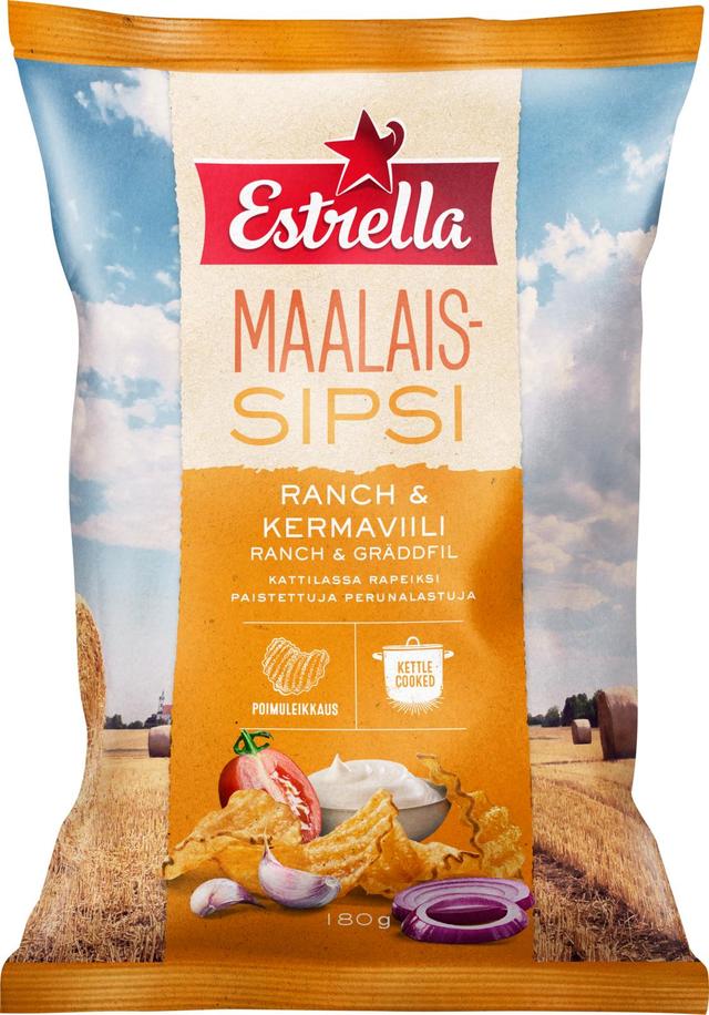 Estrella Maalaissipsi Ranch 180g