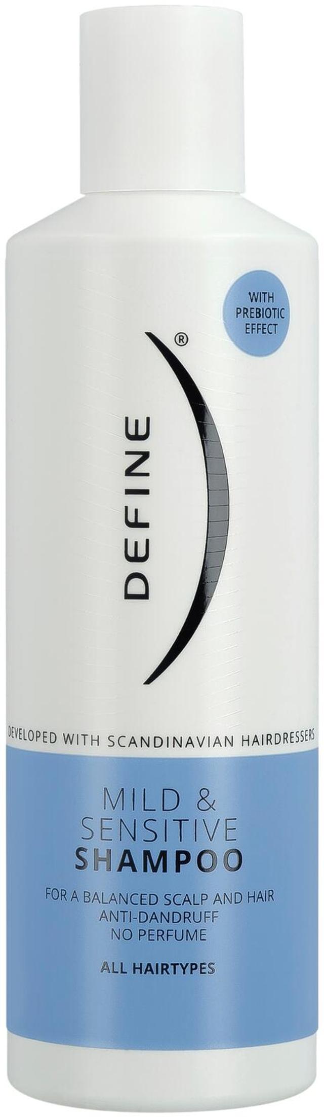 Define Mild & Sensitive shampoo prebiootteja sisältävä mieto ja hajusteeton shampoo kaikille hiustyypeille 250ml