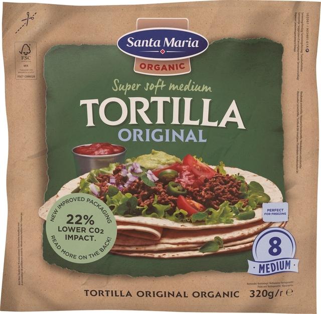 Santa Maria Tortilla Original Medium Vehnätortilla Luomu 8 kpl 320 g