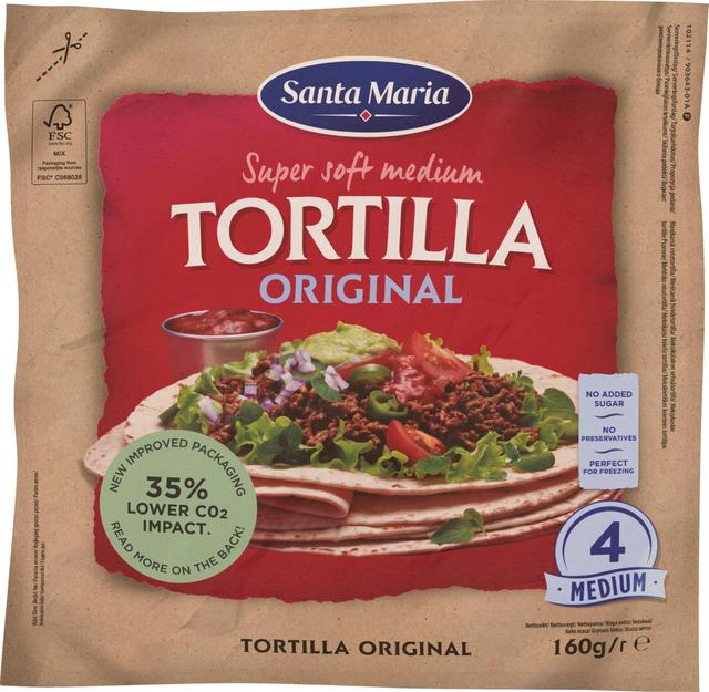 Santa Maria Tortilla Original Medium (4 pack), vehnätortilla 160g