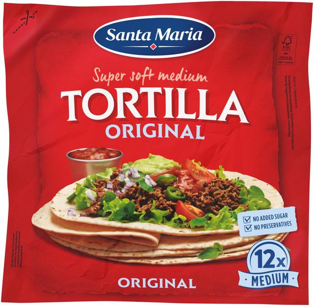Santa Maria Tortilla Original Medium vehnätortilla 12 kpl 480 g