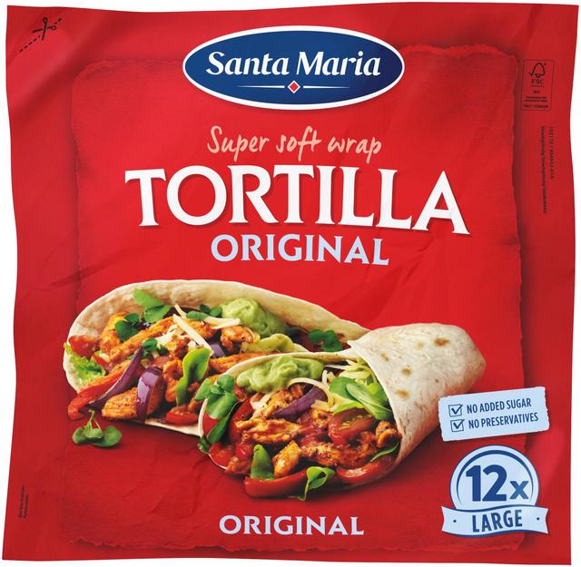 Santa Maria Tortilla Original Large vehnätortilla 12 kpl, 742 g