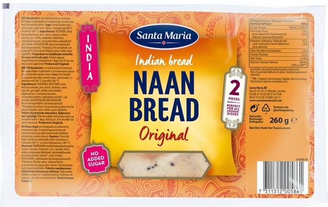 Santa Maria Naan Bread Original Naanleipä 2 kpl 260 g