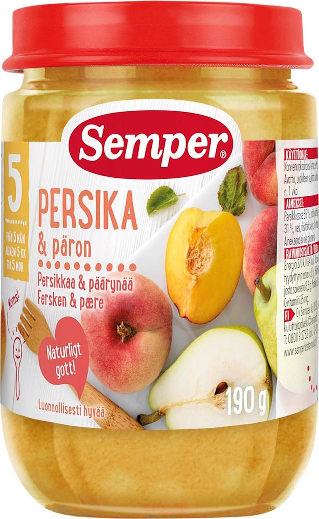 Semper Persikka päärynä & omena 5kk lasten hedelmäsose 190g