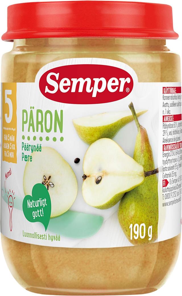 Semper 190g Päärynää & omenaa alkaen 5 kk lasten hedelmäsose
