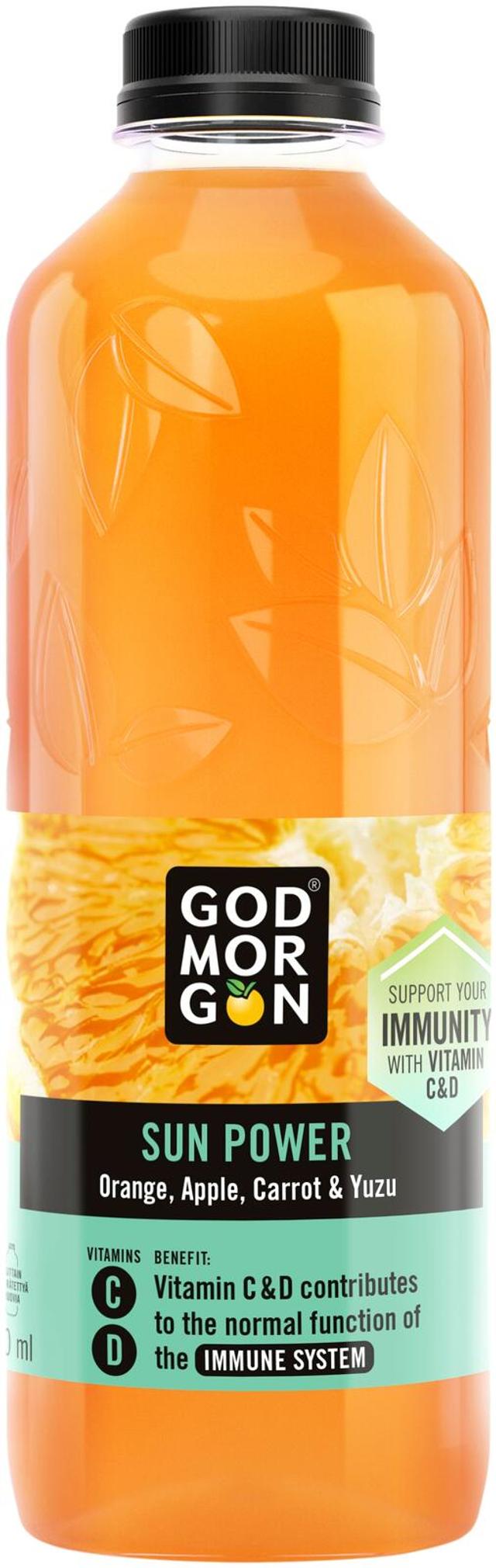 God Morgon Sun Power täysmehu C&D-vitamiinit 850 ml