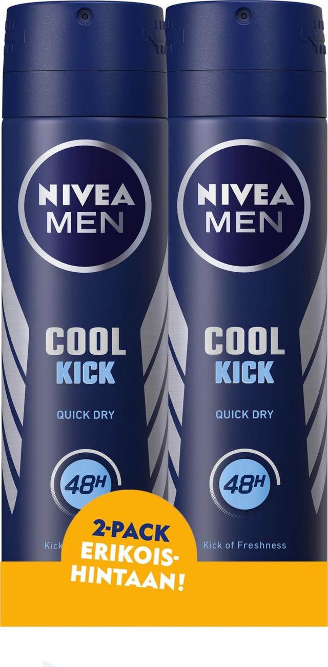 NIVEA MEN 2x150ml Cool Kick Deo Spray -antiperspirantti