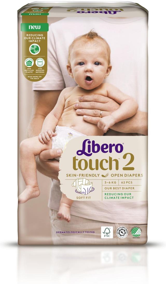 LIBERO Touch teippivaippa koko 2, 62kpl, 3-6 kg