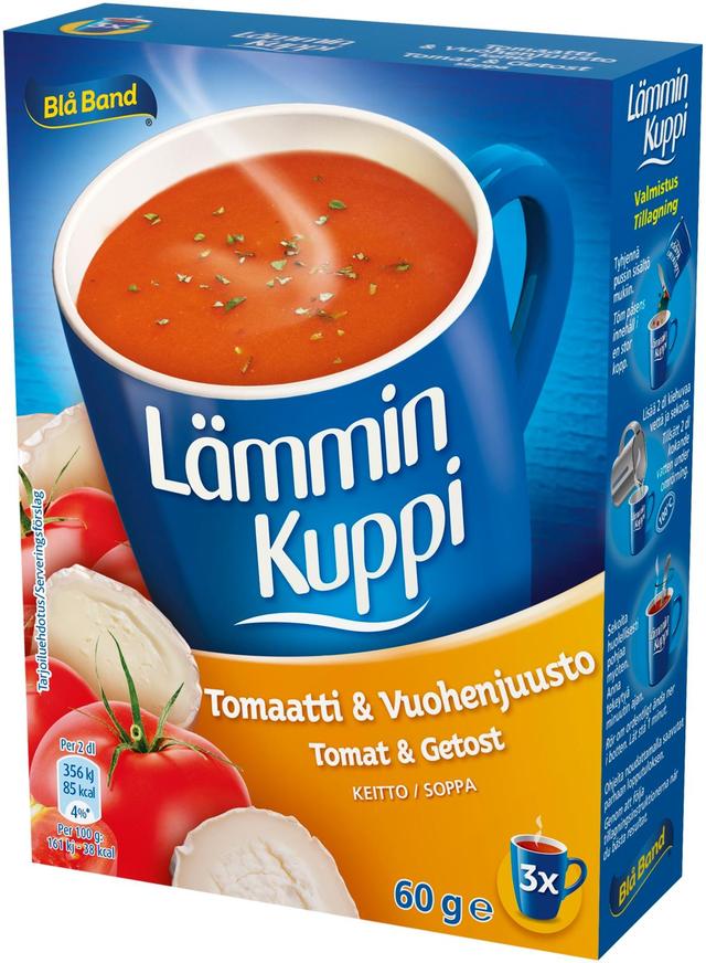 Blå Band Lämmin Kuppi vähälaktoosinen Tomaatti-Vuohenjuustokeitto 3x20g