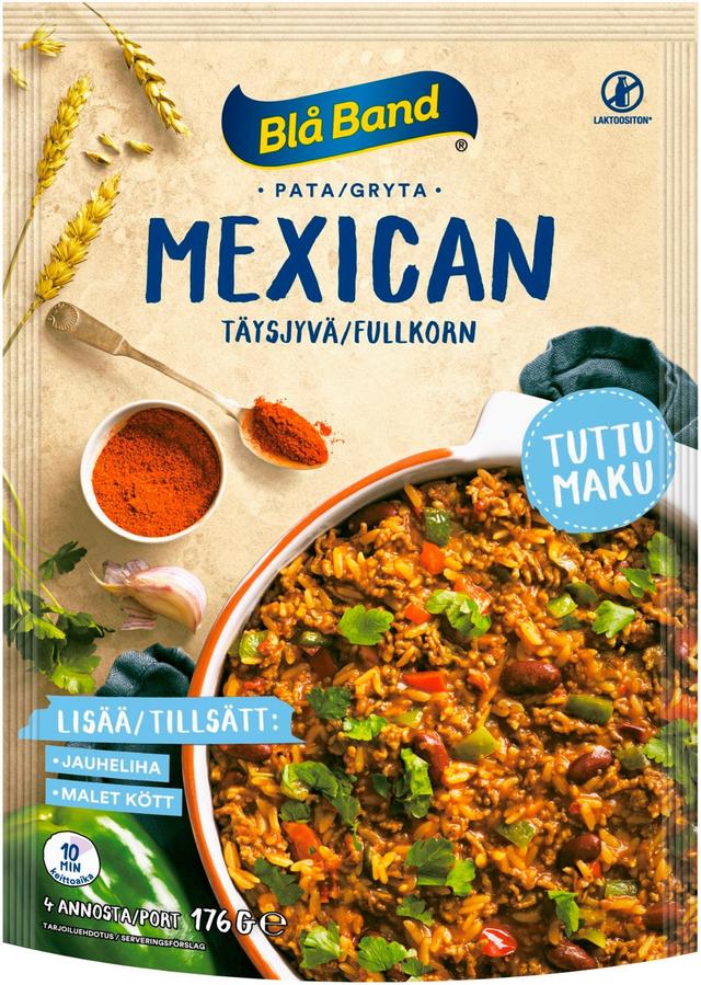Blå Band laktoositon täysjyvä Mexican pata Täysjyvä kasvis-riisi-mausteseos 176g