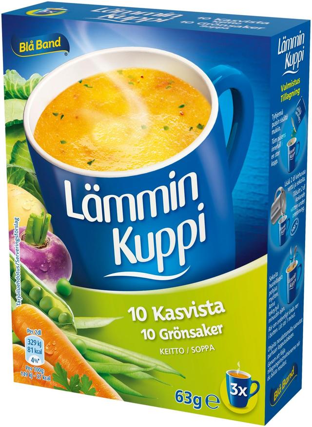 Blå Band Lämmin Kuppi laktoositon 10 Kasvista keitto 3x21g