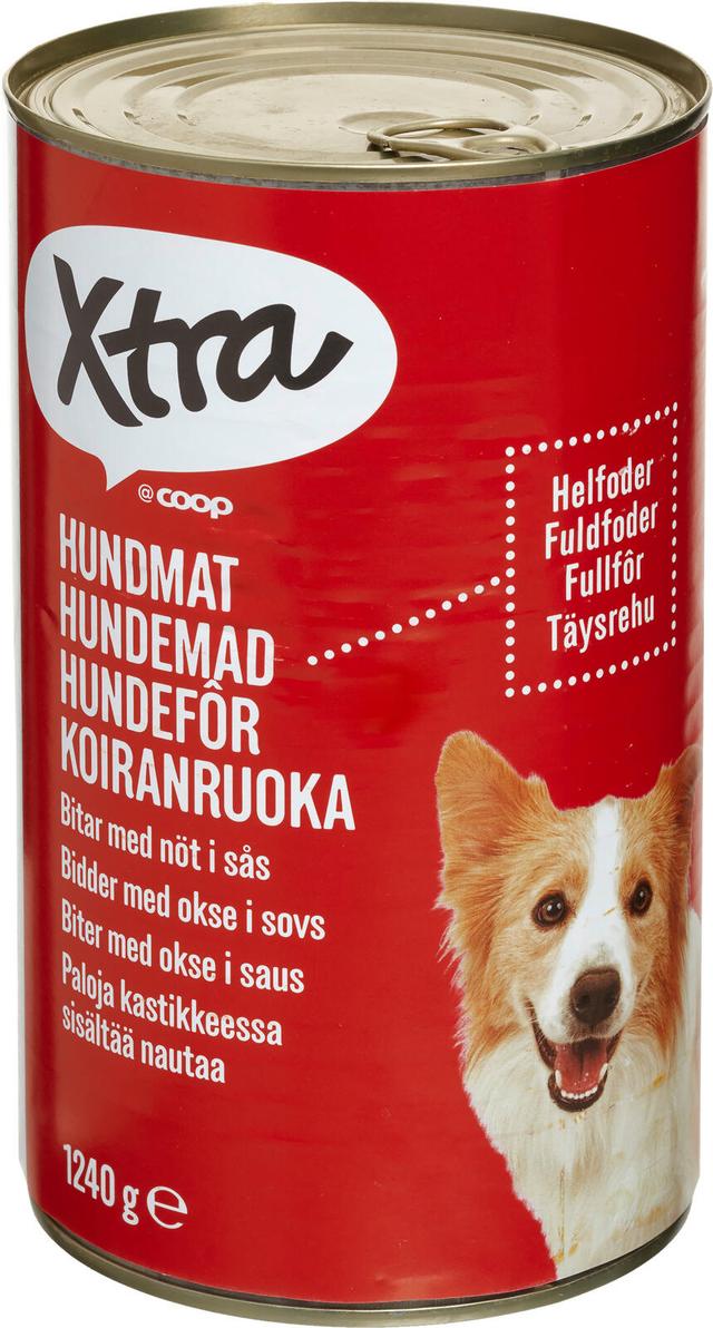 Xtra koiranruoka paloja kastikkeessa, sisältää nautaa 1240 g