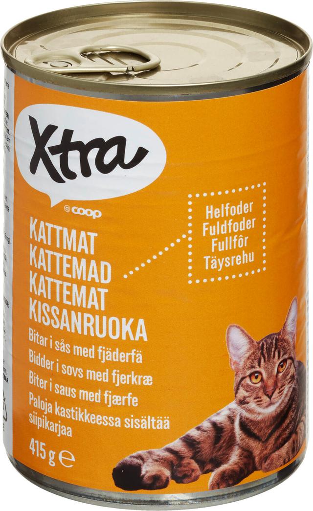 Xtra 415g kissanruoka paloja kastikkeessa, sisältää siipikarjan lihaa