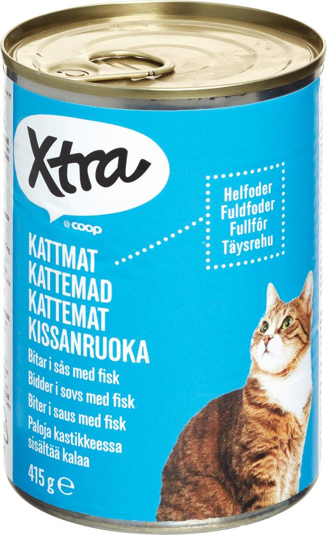 Xtra 415g kissanruoka paloja kastikkeessa, sisältää kalaa