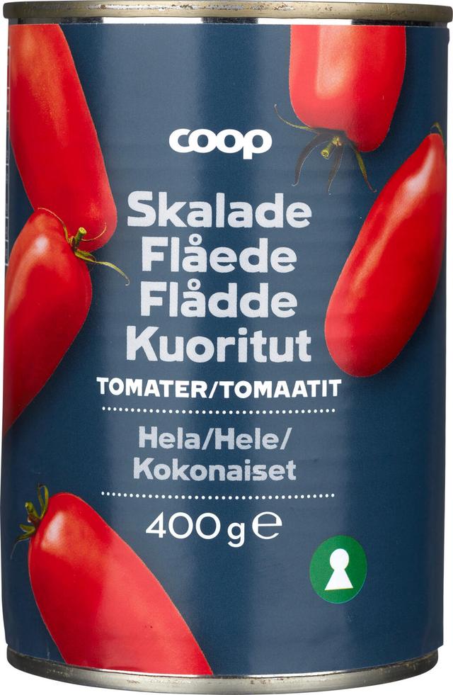 Coop kuorittuja tomaatteja tomaattitäysmehussa 400g