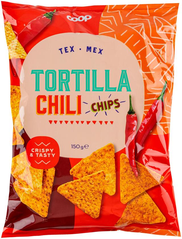 Coop tortilla chips chili 150 g