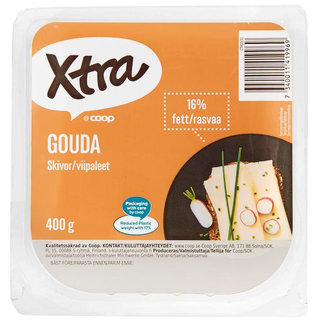 Xtra 400g Gouda juustoviipaleet 16%