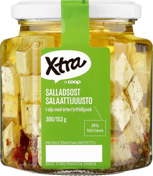 Xtra salaattijuusto yrttiöljyssä 300g.