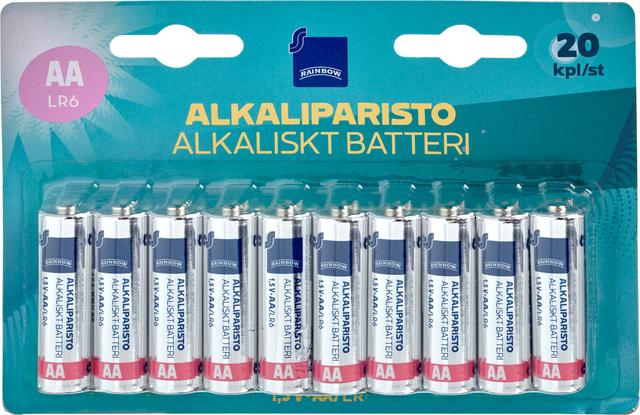 Rainbow alkaliparisto AA/LR6 1,5V 20 kpl