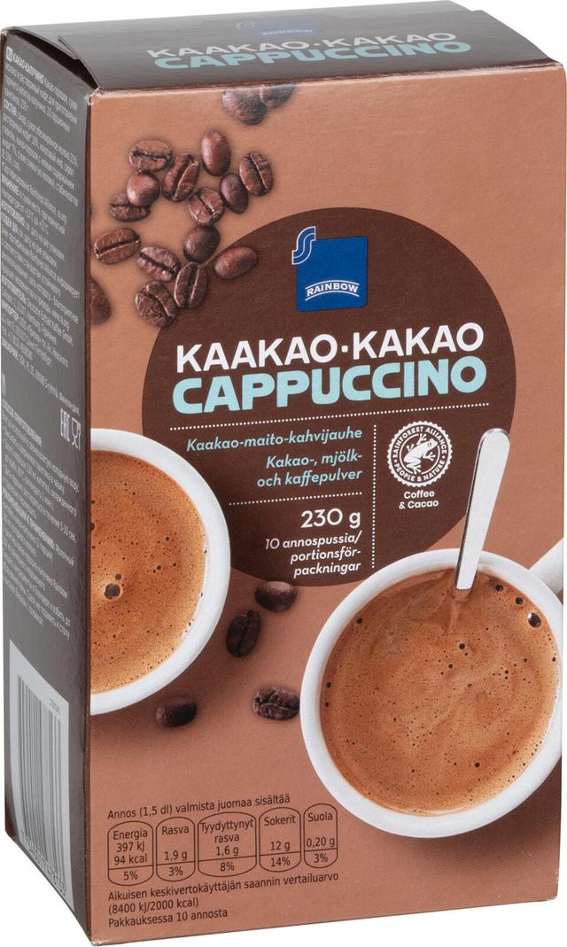 Rainbow 230g kaakao-cappuccino kahvijauhe 10 annosta