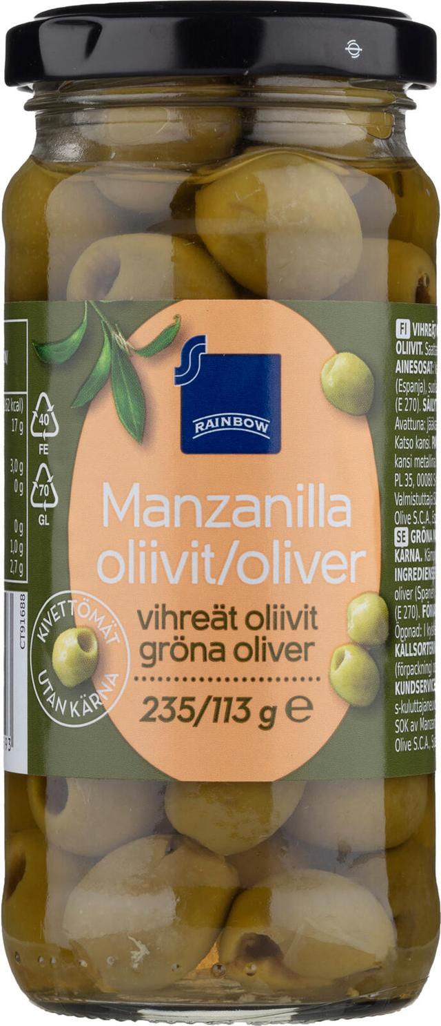 Rainbow Manzanilla vihreät oliivit 235/113g