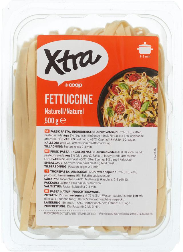 X-tra Fettuccine maustamaton tuorepasta 500g