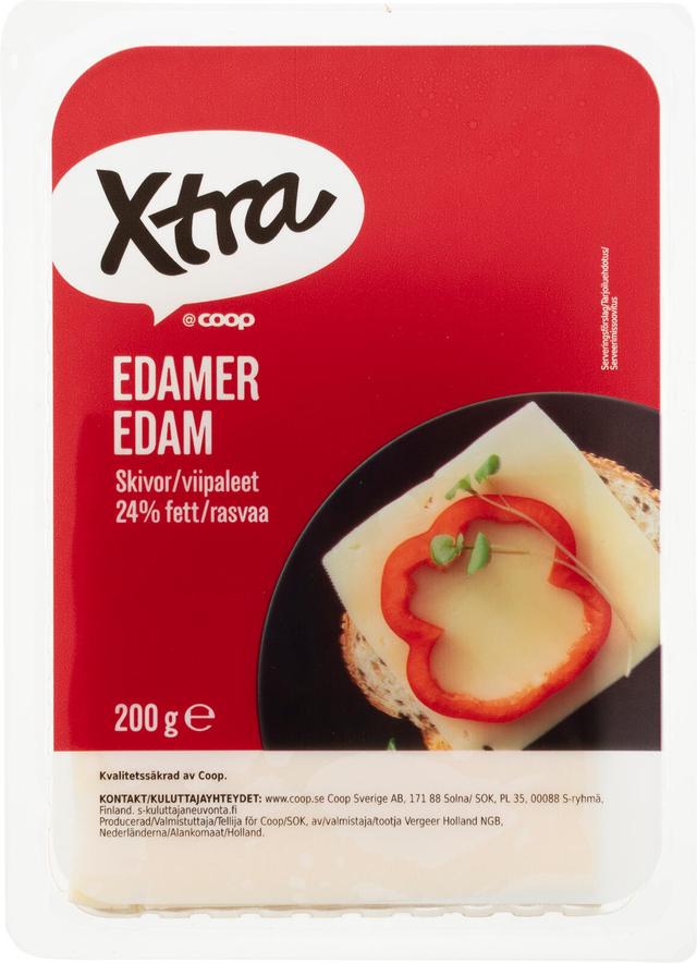 Xtra Edam 24 % juustoviipaleet 200 g