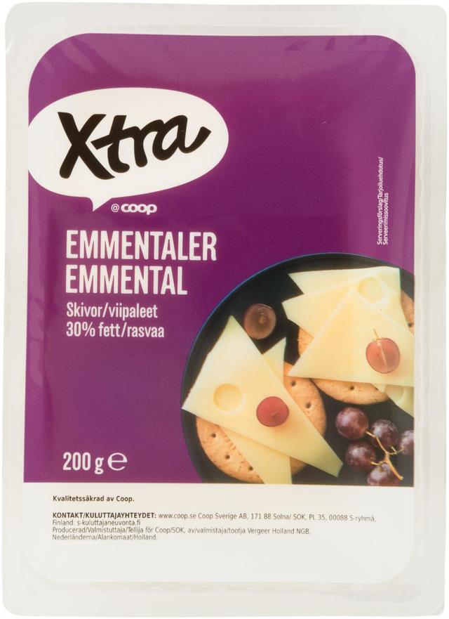 Xtra Emmental 30 % juustoviipaleet 200 g