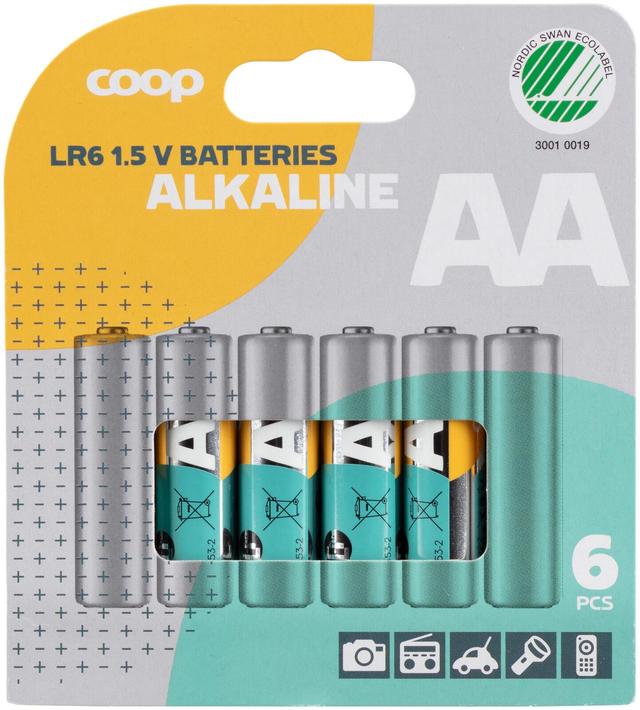 Coop alkaliparisto AA/LR6/1,5V 6 kpl