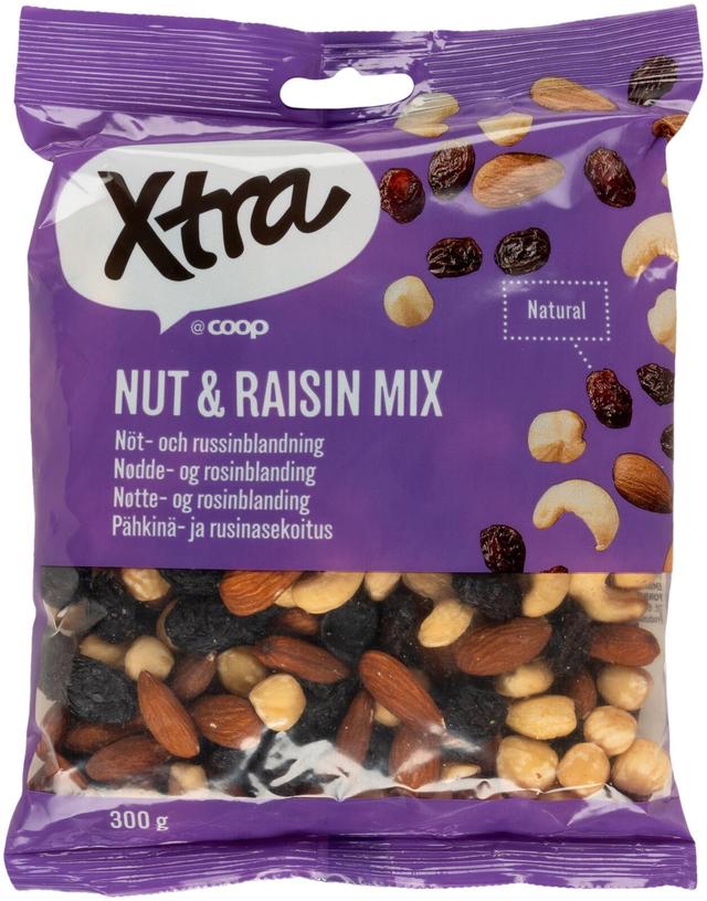 Xtra pähkinä- ja rusinasekoitus 300 g