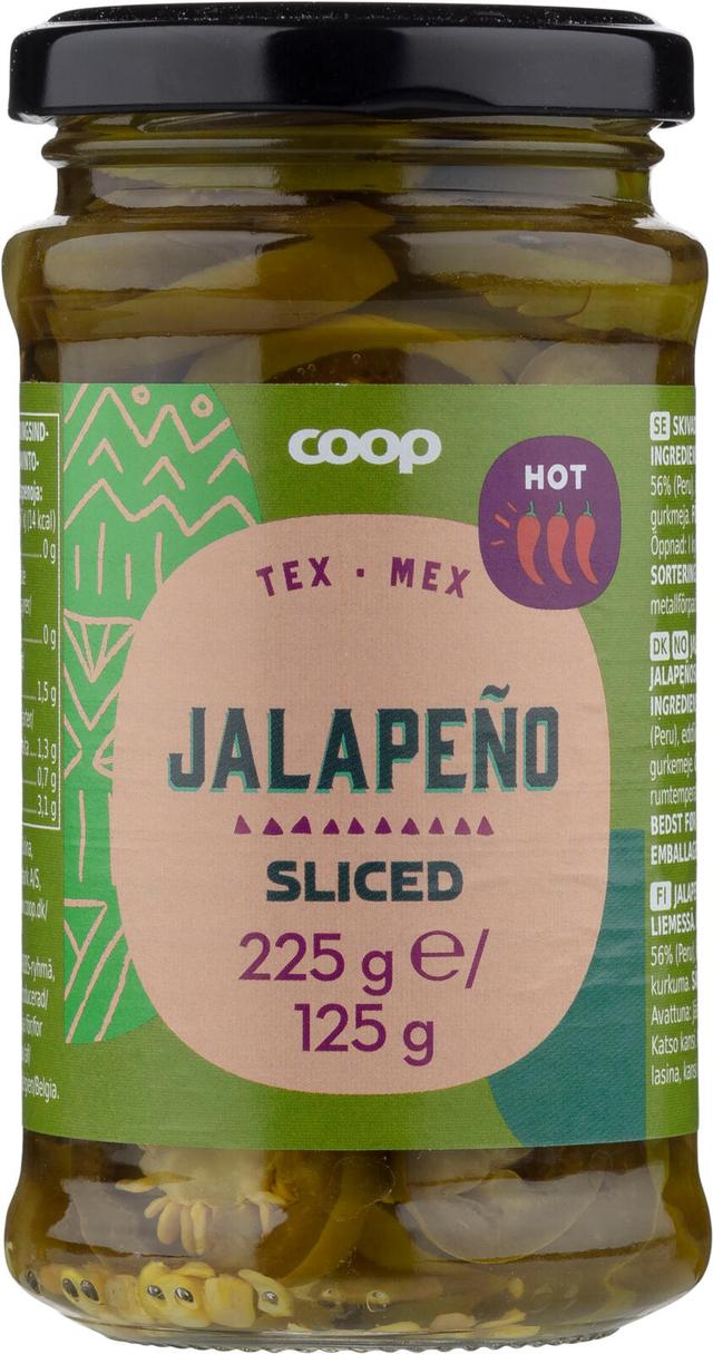 Coop jalapenoviipaleet suolaliemessä hot 225 g