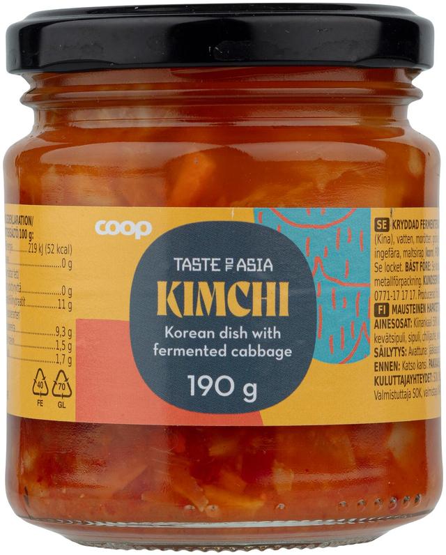 Coop Taste of Asia kimchi 190 g