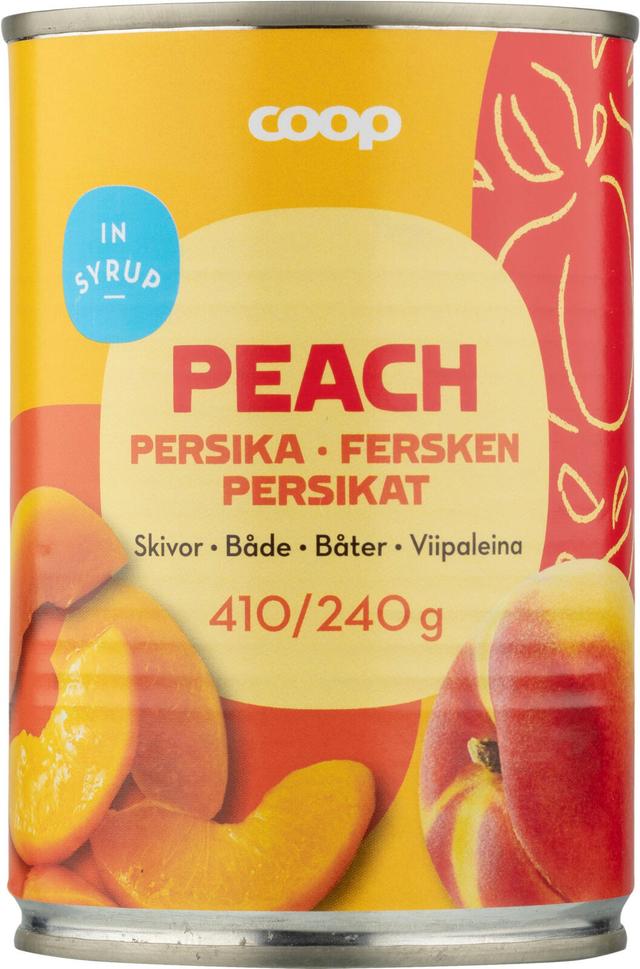 Coop persikat viipaleina sokeriliemessä 410/240 g