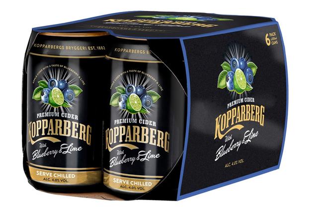 4 x 6 x Premium Cider Kopparberg with Blueberry & Lime 4,0% Mustikan & Limen makuinen omenasiideri tölkki 33cl