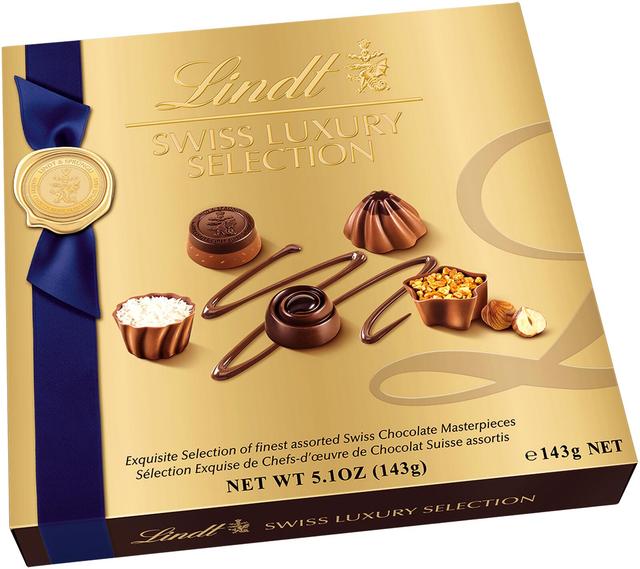 Lindt SWISS LUXURY SELECTION valikoima sveitsiläisiä suklaakonvehteja 143g