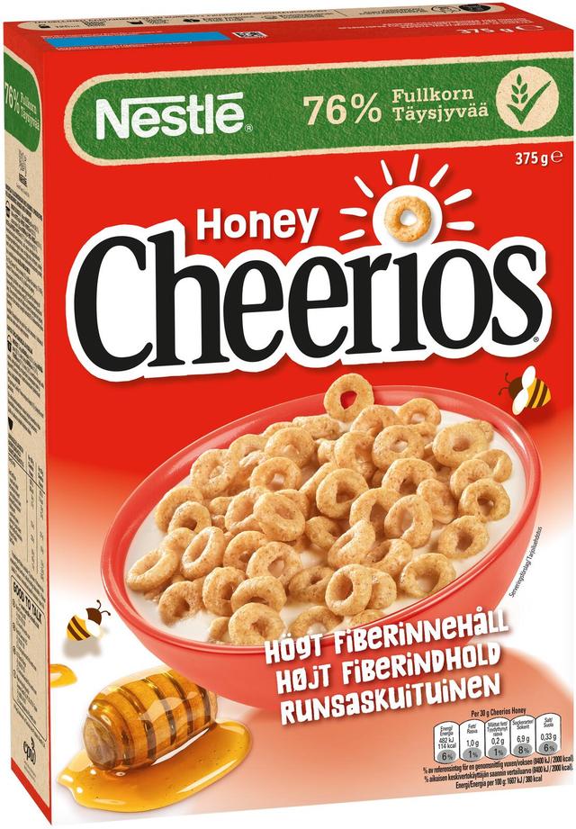 Nestlé Cheerios 375g Honey rapeita täysjyvämuroja ja hunajaa