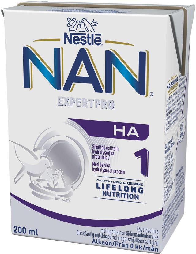 Nestlé Nan 200ml HA 1 maitopohjainen käyttövalmis äidinmaidonkorvike